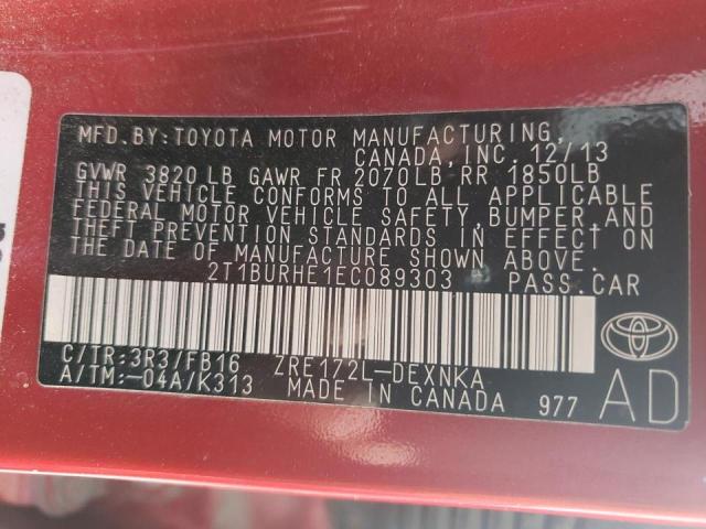 Photo 10 from auction – 2014 TOYOTA COROLLA L with VIN 2T1BURHE1EC089303