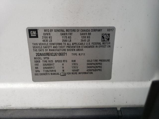 Photo 10 from auction – 2018 CHEVROLET EQUINOX LS with VIN 2GNAXREV2J6106071