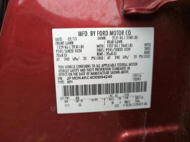 Photo 10 from auction – 2013 FORD EDGE with VIN 2FMDK4KC4DBB94249
