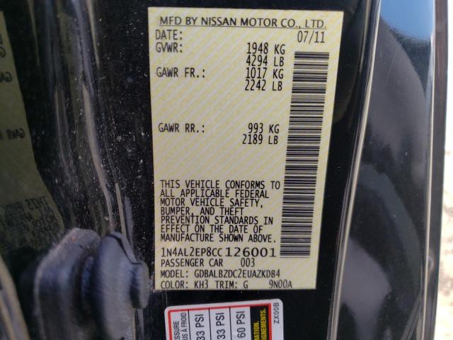 Photo 10 from auction – 2012 NISSAN ALTIMA S with VIN 1N4AL2EP8CC126001