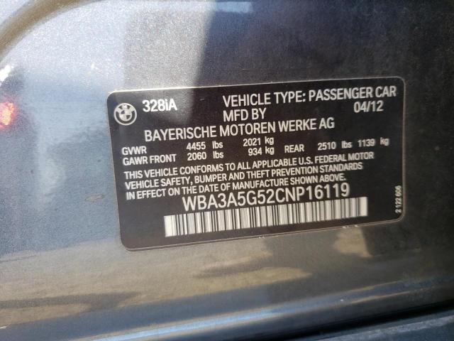 Photo 10 from auction – 2012 BMW 328 I with VIN WBA3A5G52CNP16119