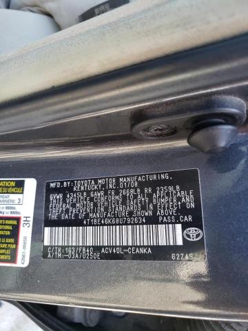 Photo 10 from auction – 2008 TOYOTA CAMRY CE with VIN 4T1BE46K68U792634