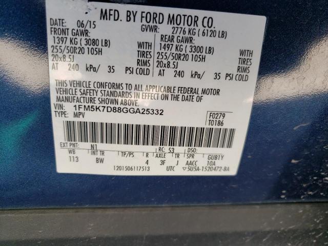Photo 10 from auction – 2016 FORD EXPLORER X with VIN 1FM5K7D88GGA25332