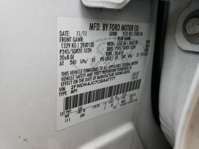 Photo 10 from auction – 2012 FORD EDGE SEL with VIN 2FMDK4JC7CBA47777