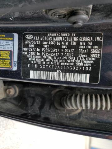 Photo 10 from auction – 2013 KIA SORENTO with VIN 5XYKTCA64DG327103