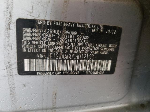 Photo 10 from auction – 2013 SUBARU IMPREZA with VIN JF1GJAA60DH012103