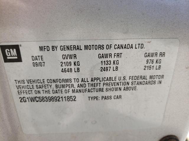 Photo 10 from auction – 2008 CHEVROLET IMPALA LT with VIN 2G1WC583989211852