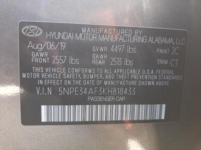Photo 10 from auction – 2019 HYUNDAI SONATA LIM with VIN 5NPE34AF3KH818433