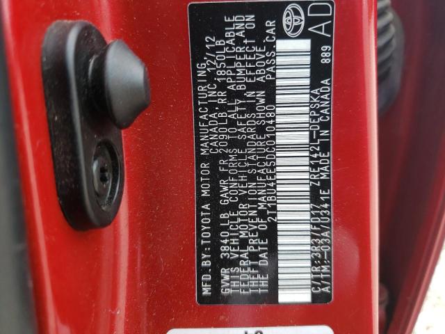 Photo 10 from auction – 2013 TOYOTA COROLLA BA with VIN 2T1BU4EE5DC010480