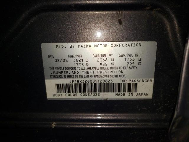 Photo 10 from auction – 2008 MAZDA 3 I with VIN JM1BK32G081120823
