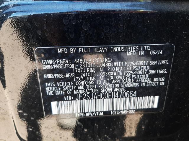 Photo 10 from auction – 2015 SUBARU FORESTER 2 with VIN JF2SJAHC0FH470664