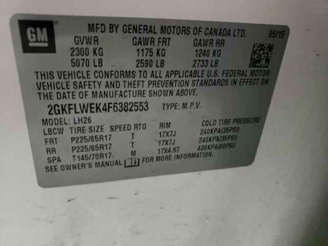 Photo 10 from auction – 2015 GMC TERRAIN SL with VIN 2GKFLWEK4F6382553