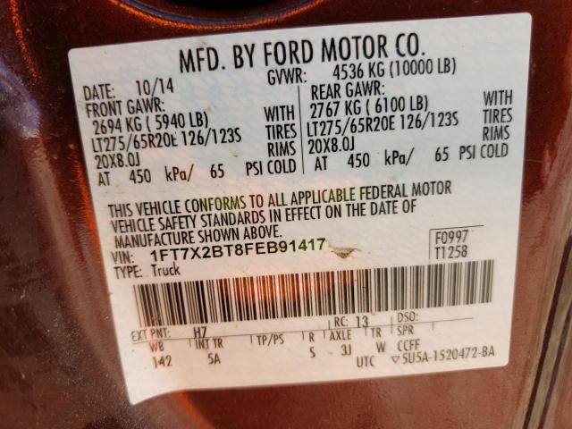 Photo 10 from auction – 2015 FORD F250 SUPER with VIN 1FT7X2BT8FEB91417