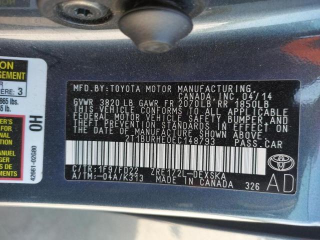 Photo 10 from auction – 2014 TOYOTA COROLLA L with VIN 2T1BURHE0EC148793