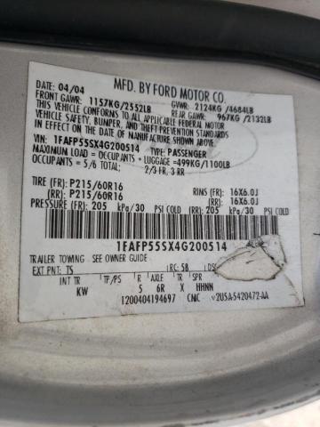 Photo 10 from auction – 2004 FORD TAURUS SES with VIN 1FAFP55SX4G200514