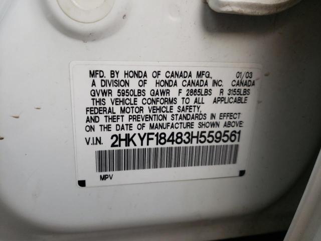 Photo 10 from auction – 2003 HONDA PILOT EX with VIN 2HKYF18483H559561