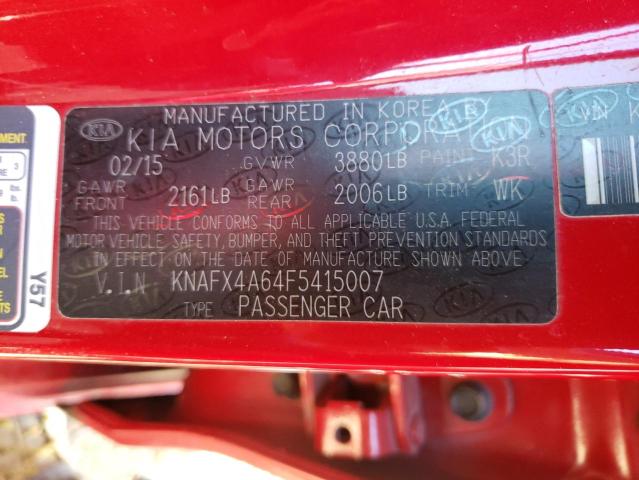 Photo 10 from auction – 2015 KIA FORTE LX with VIN KNAFX4A64F5415007