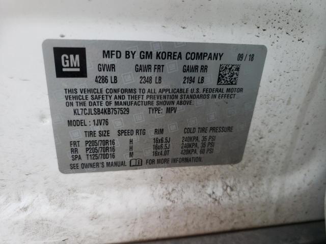 Photo 10 from auction – 2019 CHEVROLET TRAX 1LT with VIN KL7CJLSB4KB757529