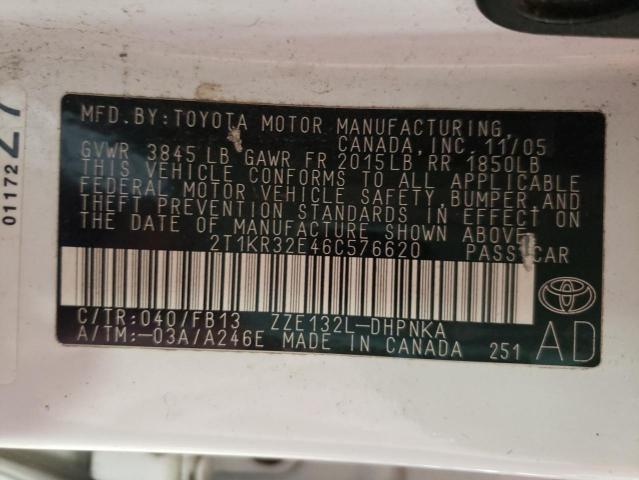 Photo 10 from auction – 2006 TOYOTA MATRX with VIN 2T1KR32E46C576620