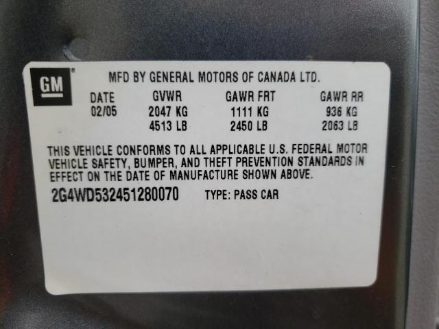 Photo 10 from auction – 2005 BUICK LACROSSE C with VIN 2G4WD532451280070