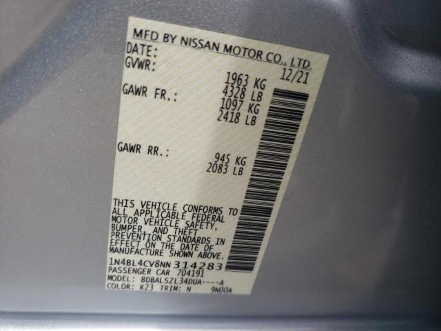 Photo 10 from auction – 2022 NISSAN ALTIMA SR with VIN 1N4BL4CV8NN314283
