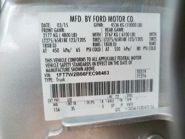 Photo 10 from auction – 2015 FORD F250 SUPER with VIN 1FT7W2B66FEC98463
