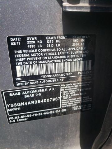 Photo 10 from auction – 2011 SAAB 9-5 TURBO with VIN YS3GN4AR3B4007937