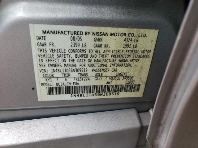 Photo 10 from auction – 2006 NISSAN ALTIMA SE with VIN 1N4BL11D56N309519