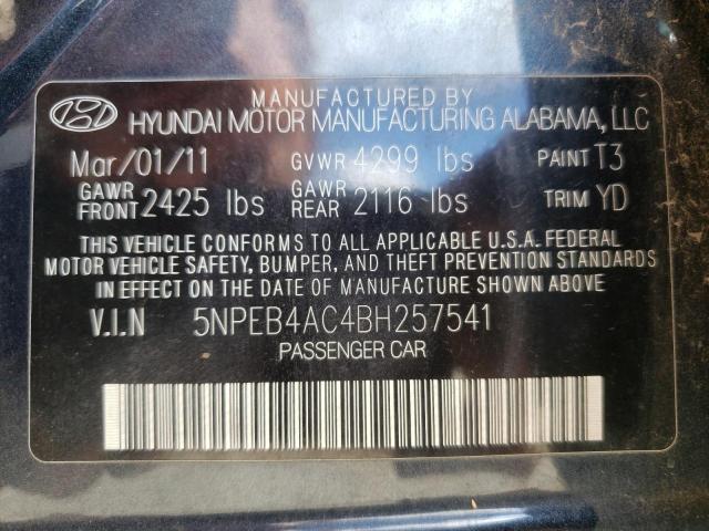 Photo 10 from auction – 2011 HYUNDAI SONATA GLS with VIN 5NPEB4AC4BH257541