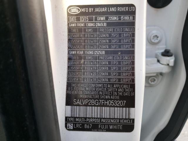 Photo 10 from auction – 2015 LAND ROVER RANGE ROVE with VIN SALVP2BG7FH053207
