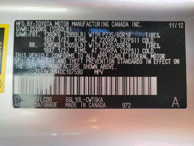 Photo 10 from auction – 2013 LEXUS RX 350 with VIN 2T2ZK1BA4DC107590
