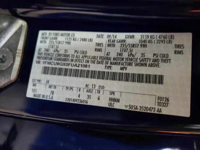 Photo 10 from auction – 2015 FORD ESCAPE SE with VIN 1FMCU9GX0FUA21081