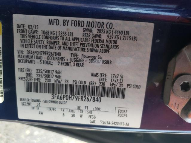 Photo 10 from auction – 2015 FORD FUSION SE with VIN 3FA6P0H79FR267840