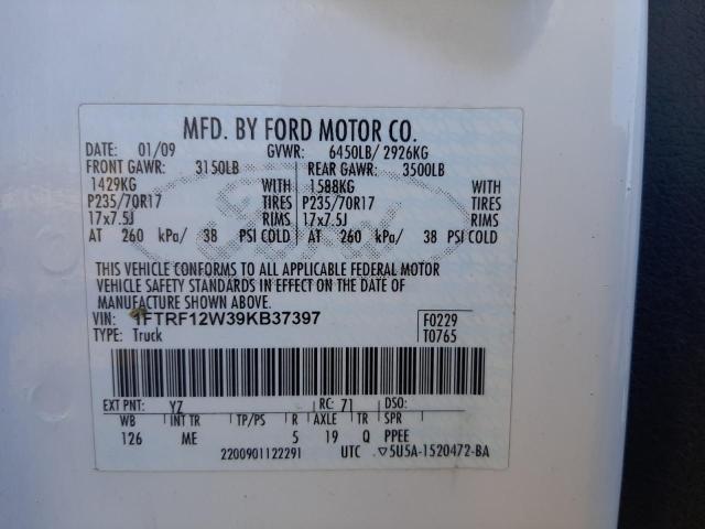 Photo 10 from auction – 2009 FORD F150 with VIN 1FTRF12W39KB37397