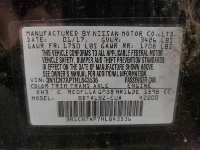 Photo 10 from auction – 2017 NISSAN VERSA S with VIN 3N1CN7AP7HL843536
