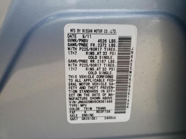 Photo 10 from auction – 2012 NISSAN ROGUE S with VIN JN8AS5MV6CW361496