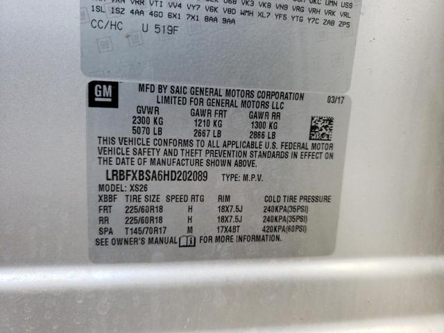 Photo 10 from auction – 2017 BUICK ENVISION E with VIN LRBFXBSA6HD202089