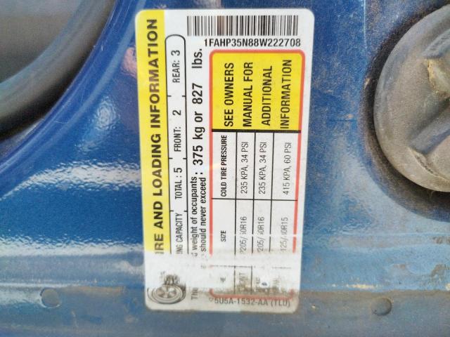 Photo 10 from auction – 2008 FORD FOCUS SE with VIN 1FAHP35N88W222708