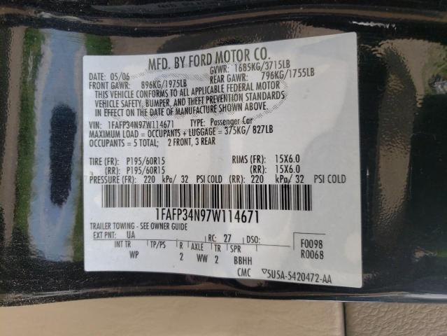 Photo 10 from auction – 2007 FORD FOCUS ZX4 with VIN 1FAFP34N97W114671