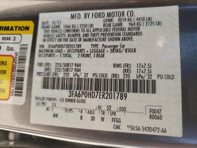 Photo 10 from auction – 2014 FORD FUSION SE with VIN 3FA6P0HD7ER201789