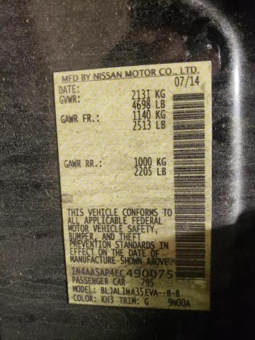 Photo 10 from auction – 2014 NISSAN MAXIMA S with VIN 1N4AA5AP4EC490075