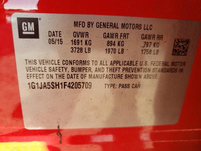 Photo 10 from auction – 2015 CHEVROLET SONIC LS with VIN 1G1JA5SH1F4205709
