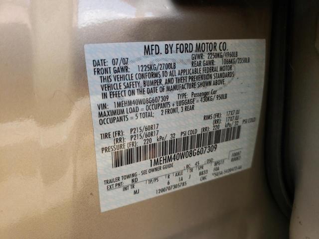 Photo 10 from auction – 2008 MERCURY SABLE LUXU with VIN 1MEHM40W08G607309