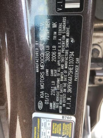 Photo 10 from auction – 2017 KIA FORTE LX with VIN 3KPFK4A75HE110794