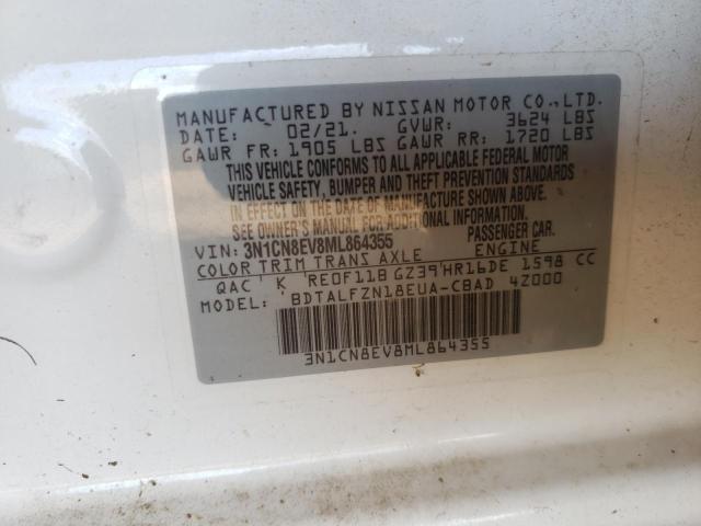 Photo 10 from auction – 2021 NISSAN VERSA SV with VIN 3N1CN8EV8ML864355