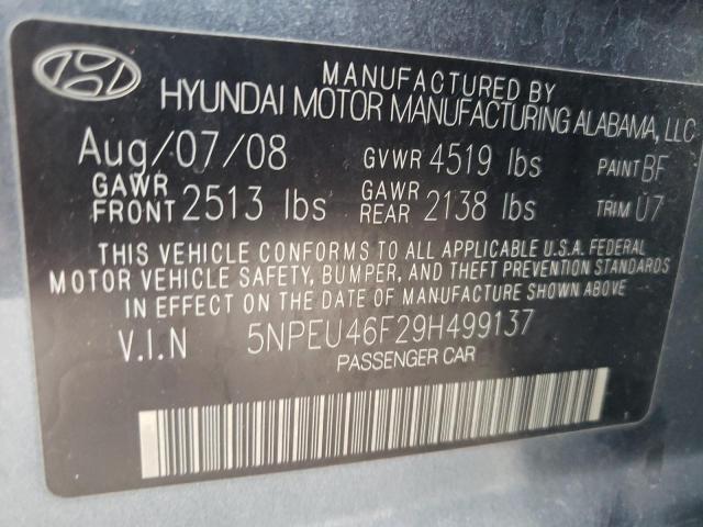 Photo 10 from auction – 2009 HYUNDAI SONATA SE with VIN 5NPEU46F29H499137