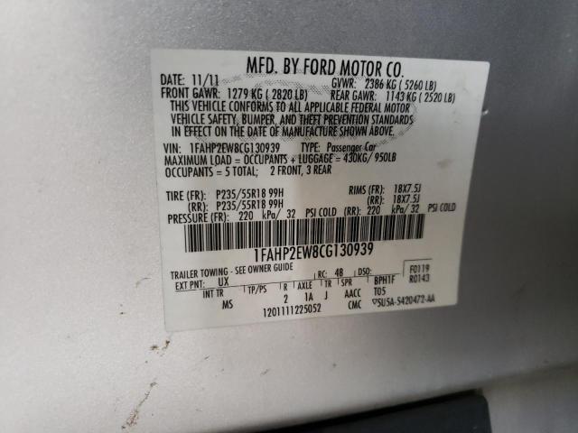 Photo 10 from auction – 2012 FORD TAURUS SEL with VIN 1FAHP2EW8CG130939