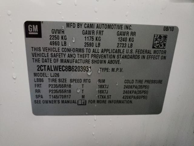 Photo 10 from auction – 2011 GMC TERRAIN SL with VIN 2CTALWEC8B6203931