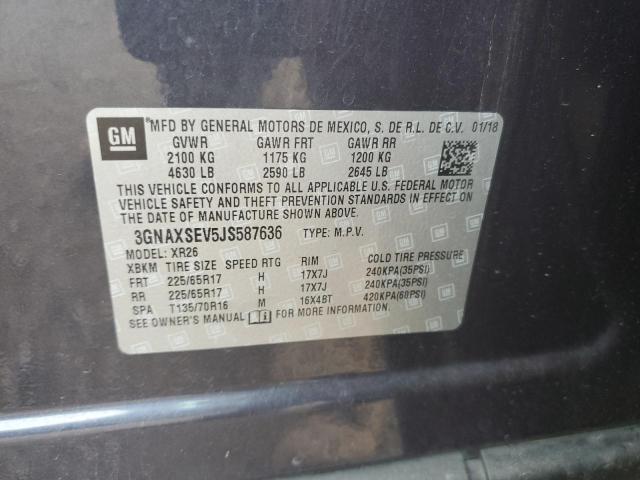 Photo 10 from auction – 2018 CHEVROLET EQUINOX LT with VIN 3GNAXSEV5JS587636