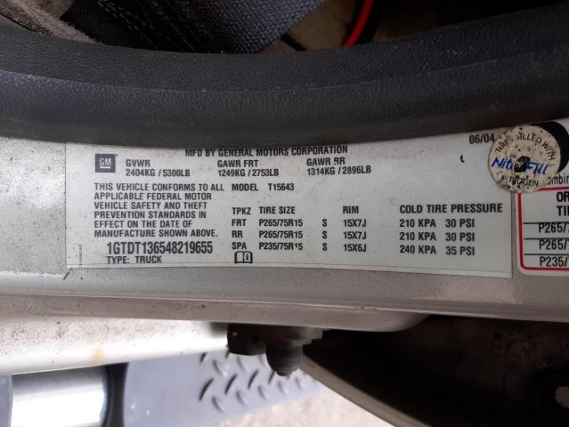 Photo 10 from auction – 2004 GMC CANYON with VIN 1GTDT136548219655